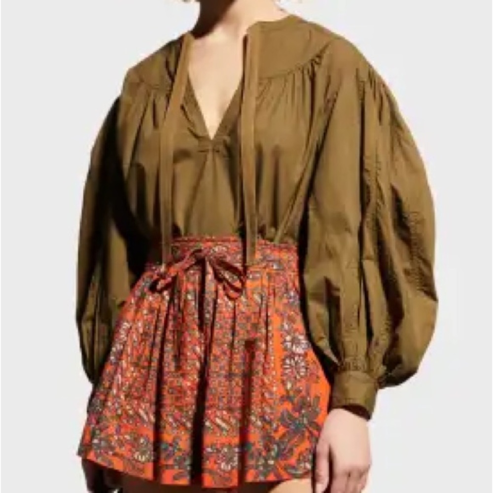 Ulla Johnson Delaney blouse sz 16 olive greenn NWT